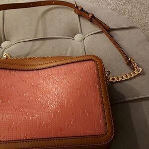 Chic Pink and Tan Crossbody Bag